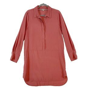 Cremieux Shirt‎ Dress Women's Medium Red Collared Long Sleeve Half Button Up